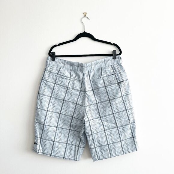 Billabong Mens Shorts Casual Plaid Zipper Front Light Blue Size 36 - Picture 2 of 9